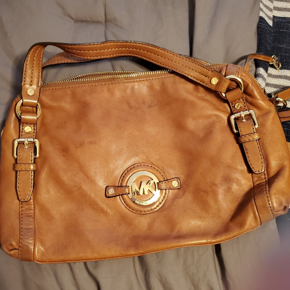 Michael Kors tan leather cross body bag